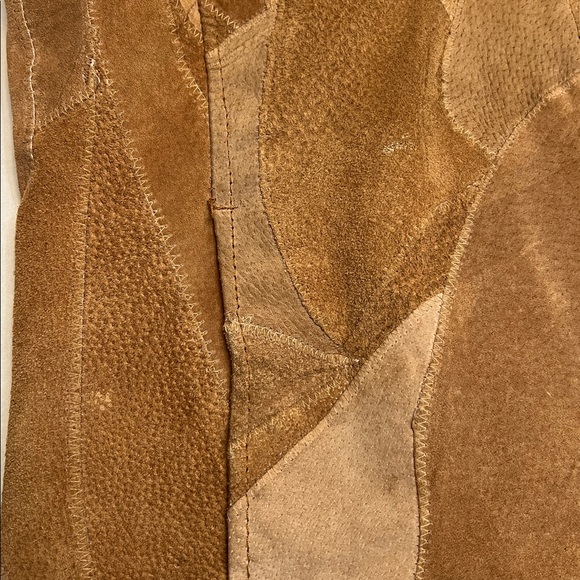Y2K LEATHER WORKS PATCHWORK SUEDE PENNY LANE STYLE JACKET TAN/BROWN MEDIUM - Picture 7 of 17